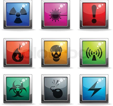 Hazard Icons Set Stock Vector Colourbox