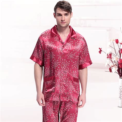 Mens Pyjamas Silk Satin Sleepwear Summer Couples Pajamas