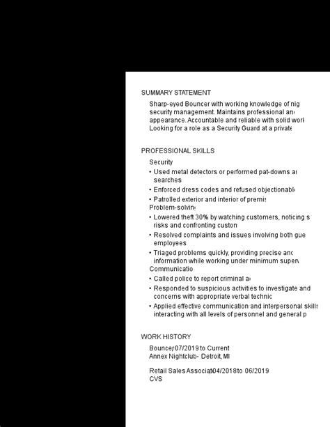 Security Guard Resume Example Useful Tips Myperfectresume