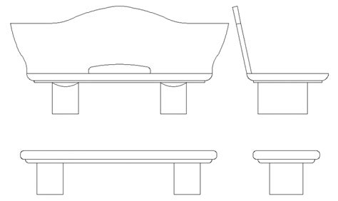 Flat Bench All Sided Elevation Cad Block Details Dwg File Cadbull