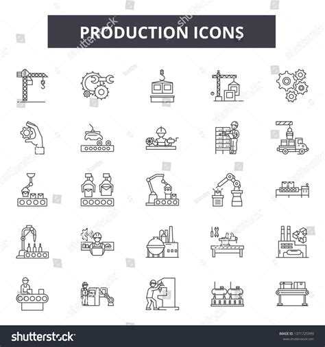 Production line icons, signs set, vector. Production outline concept, illustration: production 