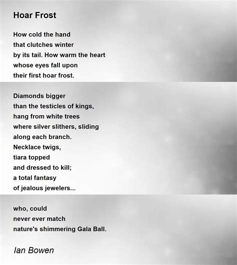 Hoar Frost Poem by Ian Bowen - Poem Hunter