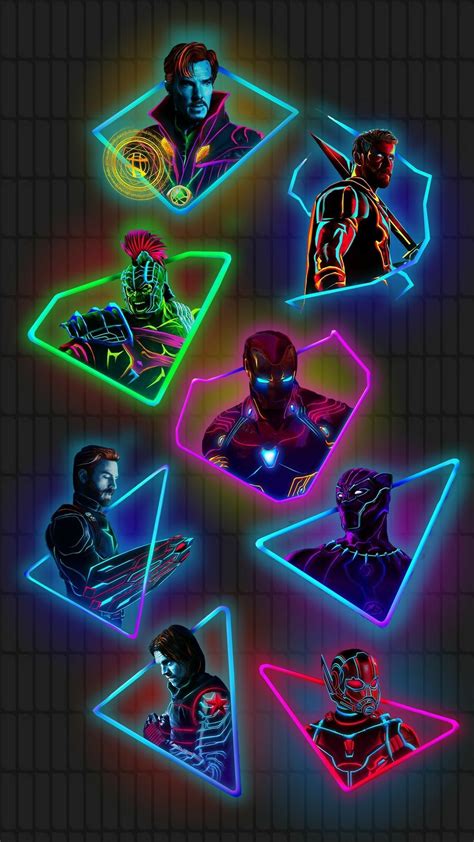 Marvel Superheroes Neon Potraits Painting Imagens Marvel Vingadores