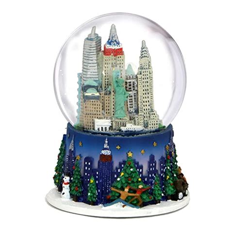 35 Inch New York City Christmas Snow Globe And Rockefeller