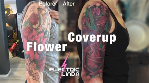 Finally we started on the white pattern on my black sleeve tattoo! Flower Big Coverup Tattoo - Before and After - YouTube