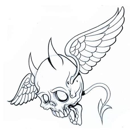 Cute Flying Devil Skull Tattoo Design Tattooimagesbiz