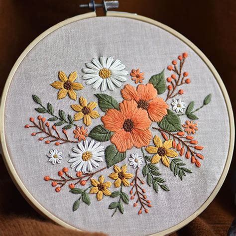 Embroidery Kit Beginner Beginner Embroidery Kit Modern Hand Embroidery Full Kit Flowers Pattern
