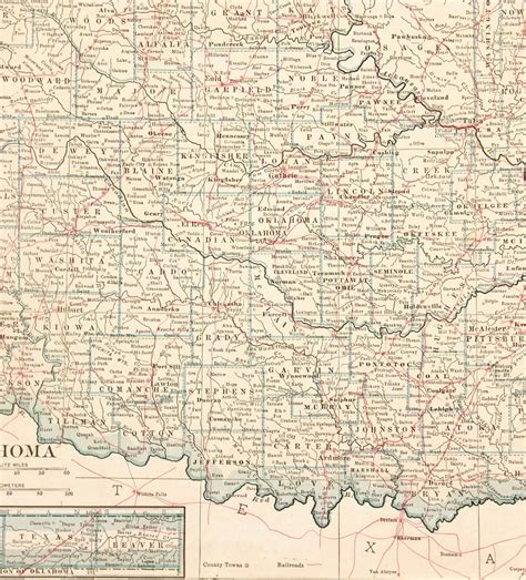 Oklahoma Map 1914 Original Art Antique Maps And Prints