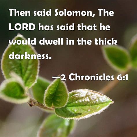 2 Chronicles 61 Then Said Solomon The Lord Has Said That He Would