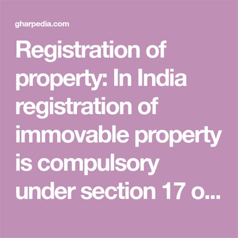 Registration Of Property In India Registration Of Immovable Property