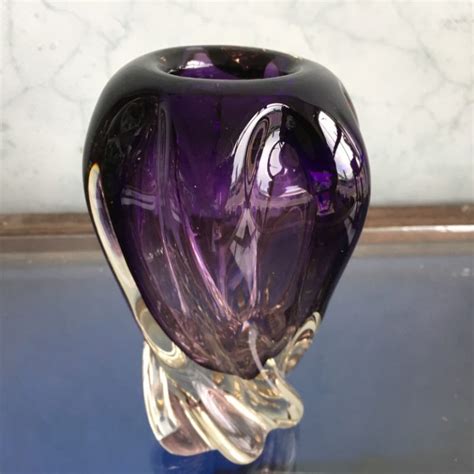 Murano Glass Vase Spiral Purple Form Mid 20th Century Moorabool Antiques Galleries