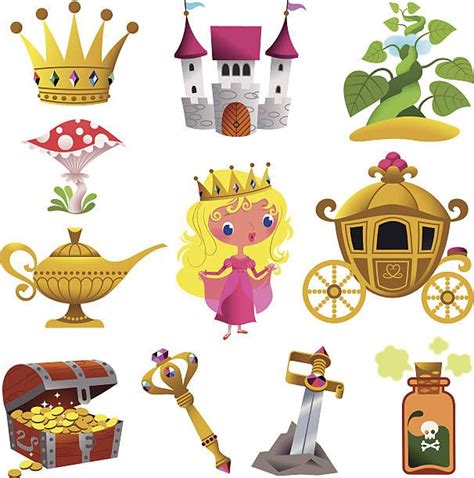 Fairy Tale Symbol Collection Vector Art Illustration Fairy Tale Theme