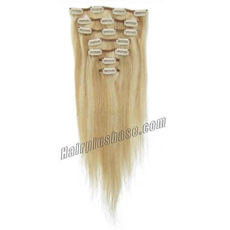 18 Inch 18613 Blonde Highlight Clip In Remy Human Hair Extensions 7pcs
