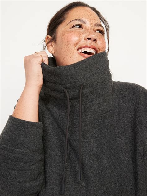 Funnel Neck Cropped Microfleece Sweatshirt For Women Old Navy