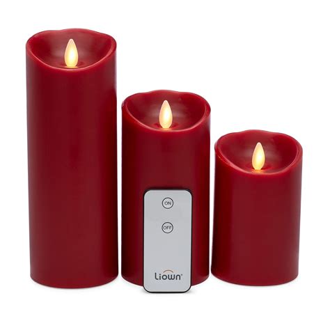 Buy Raz Imports Push Flame Red Pillar Candles With Remote Set Of 3