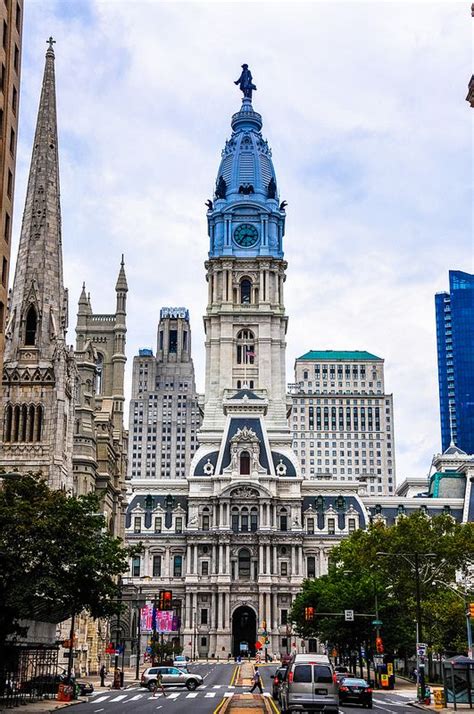 Philadelphia Pa City Hall And William Penn Statue On The Clock Tower