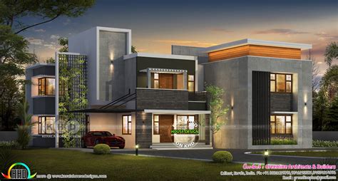Bedroom Modern Villa Night View Kerala Home Design And Floor Plans My