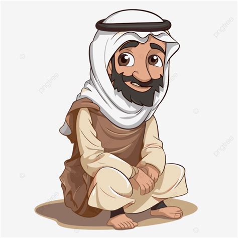 Arab Clipart Cartoon Arabian Man Sitting On Ground Vector Arab