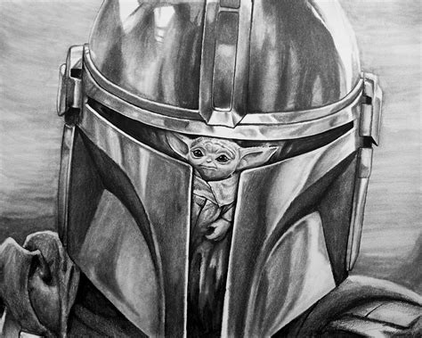 Small mandalorian star wars tribal tattoo design tattoo dimensions: Baby Yoda Reflected In Mandalorian Helmet | Yoda artwork ...