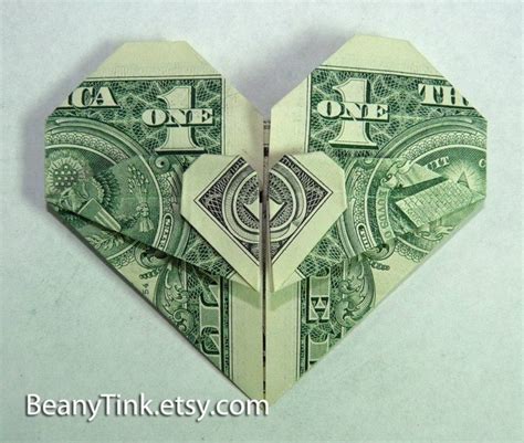 Origami Heart Made Out Of A One Dollar Bill Dollar Bill Origami