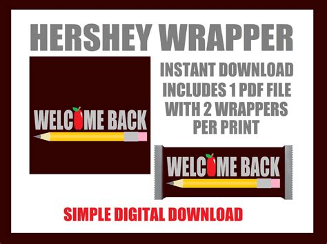 Digital Welcome Back To School Hershey Candy Bar Wrapper Etsy In 2021