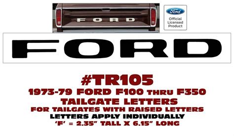 1973 1979 Ford Tailgate Letter Decal Set Gloss Black Styleside Tr105