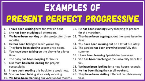 Examples Of Present Perfect Progressive Continuous