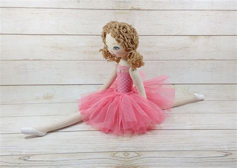 Textile Rag Doll Ballerina Made Of Handmade Cotton Fabric Etsy