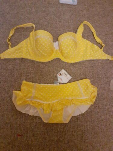 floozie bikini set yellow daisy polka dot top 32e bottom size 12 ebay