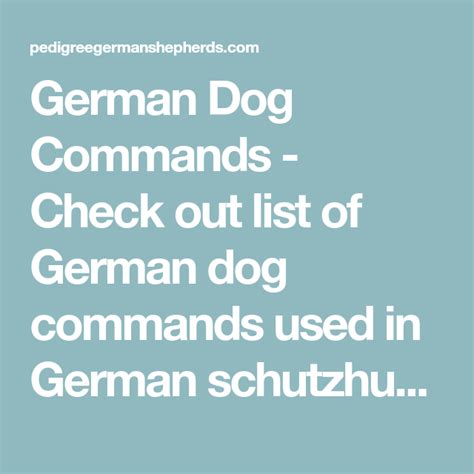 German Dog Commands Check Out List Of German Dog Commands Used In