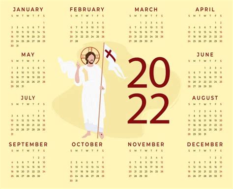 Annual Religious Calendar With Jesus Christ The Savior