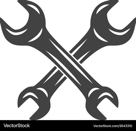Two Crossed Wrenches Logo Elements Black And White