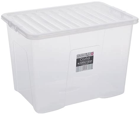 Wham Crystal Storage Box With Lid 80 Litres Transparent Pack Of 6
