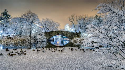 Gapstow Bridge In Central Park In Winter Manhattan New York City Usa
