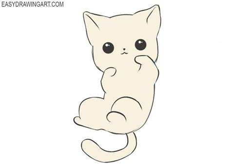 How To Draw A Kawaii Cat Easy Drawing Art Kawaii Cat Easy Animal