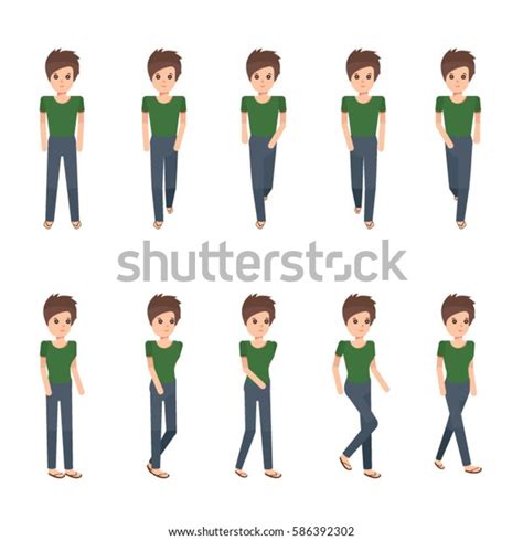 Collection Set Walking Woman Sprite Frame Stock Vector Royalty Free