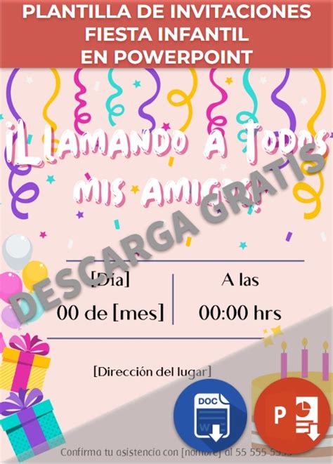 Invitaciones Fiesta Infantil Powerpoint Canvaejemplos Y Plantillas