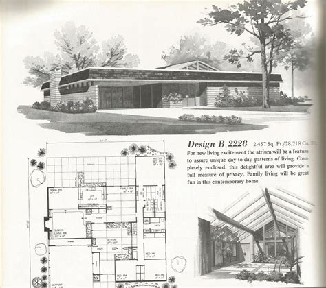 These houses come in different sizes and shapes. Vintage House Plans: Luxurious One Story Homes | Mid ...
