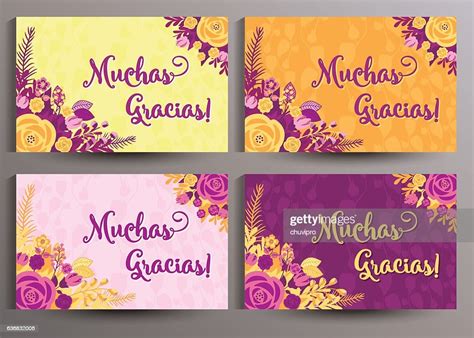 Muchas Gracias Spanish Thank You Cards Set 125x80 Mm High Res Vector