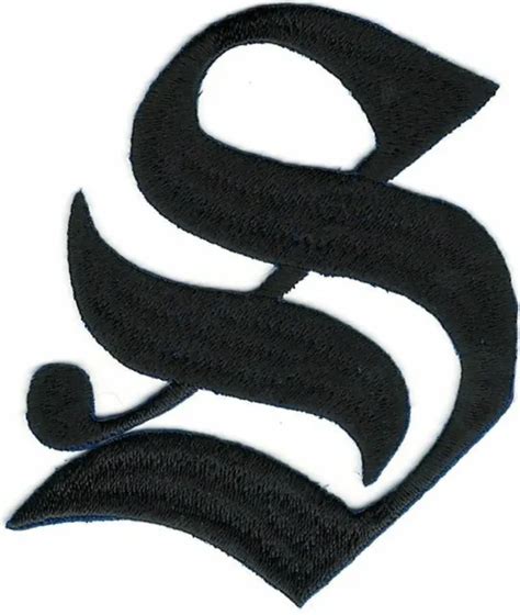 3and Fancy Black Old English Alphabet Letter S Embroidered Patch 399