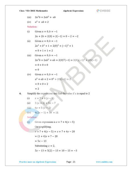 A monomial expressed a s a product of prime numbers and variables where no variable has an exponent greater than 1. NCERT Solutions For Class 7 Maths Chapter 12 Algebraic ...