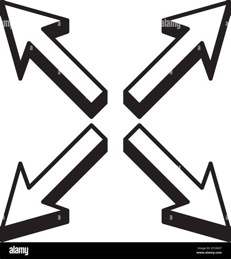 Icono De Cuatro Flechas Diagonales Sobre Fondo Blanco Estilo De Línea