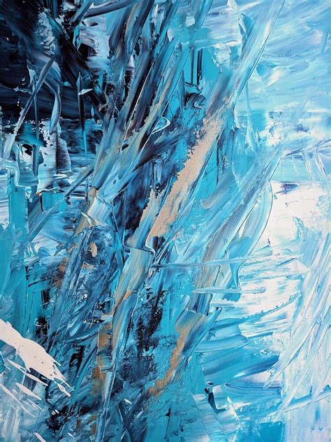 Blue Cold Winter Abstract Painting Acrylic Paints Navy Silver