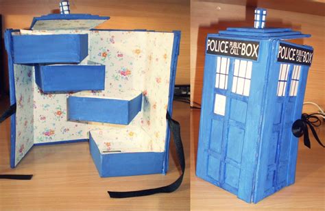 Diy Tardis Box Made Out Of Cardboard Paper Contact Paper Diy