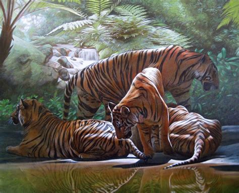 Tiger Oil Painting Tiger Near A Water Wild Tiger Art Tigers Etsy