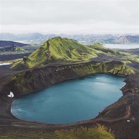 Bláhylur Blue Pool Aka Hnausapollur Crater Lake Found In The