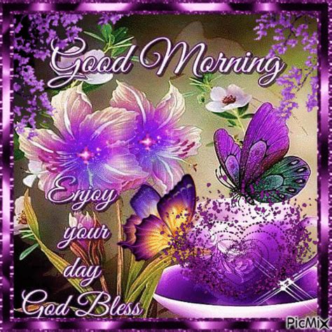 Good Morning Enjoy Your Day God Blessa Purple Cup