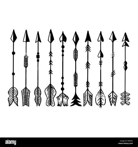 Camping Symbols Set Of Hand Drawn Arrows Stock Vector Image And Art Alamy