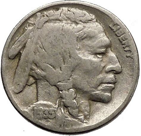 1935 Buffalo Nickel 5 Cents Of United States Of America Usa Antique