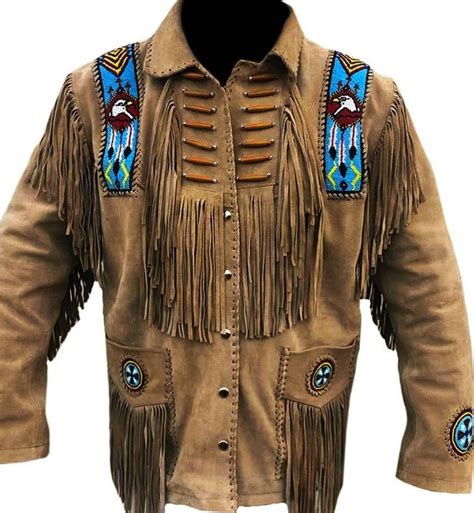 Fringe Suede Leather Jacket Native Americans Eagle Beads Etsy In 2021